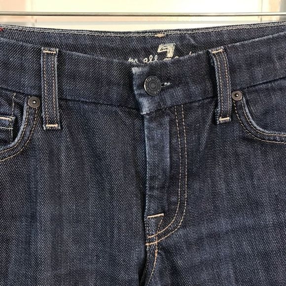 7 for all Mankind 'A' Pocket Blue Slight Stretch Bootcut Low Rise Jeans 6/28 - Picture 3 of 13